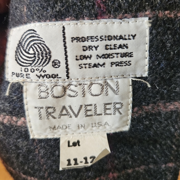 Grey Wool Blazer with Rose/Purple Plaid Size 12. 80's by Boston Traveler - Picture 6 of 7